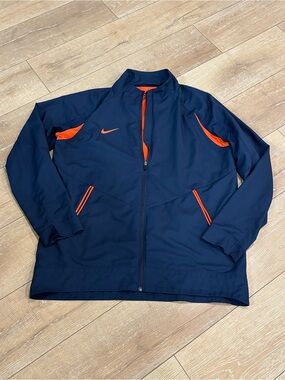 Nike Dri-FIT Full Zip Track Jacket Navy Orange Athletic Running Training XL